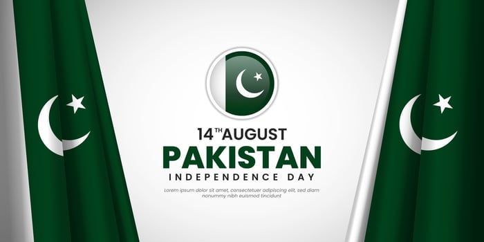 Pakistan independence day with copyspace background. Banner or ribbon with waving flag template vector