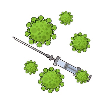 injections and coronavirus illustration vector