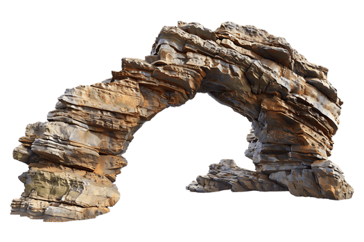 Arch canyon rock formation isolated against a transparent background png