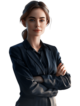 An American businesswoman with crossed arms isolated against a transparent background png