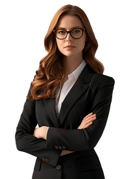 An American businesswoman with crossed arms isolated against a transparent background png