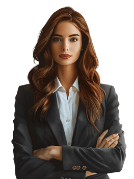 An American businesswoman with crossed arms isolated against a transparent background png