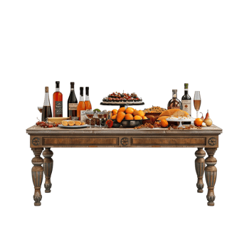 Buffet table full of food png
