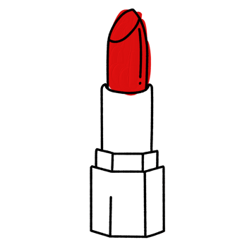 a red lipstick doodle line art outline illustration with a red oil paint February 14, Valentine's Day Design element png