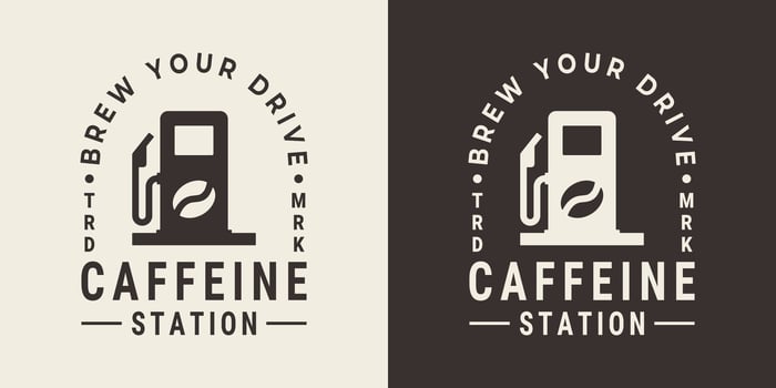 Coffee shop design including a gas pump and the slogan brew your drive. vector