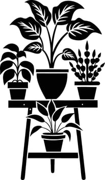 plant stand silhouette illustration black and white vector