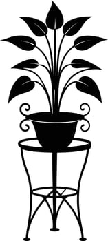 plant stand silhouette illustration black and white vector