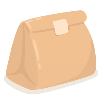 Lunch bag, craft lunch bag in flat style. vector
