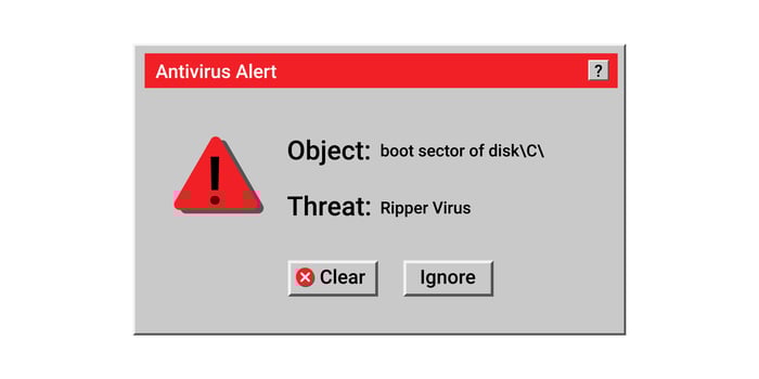 Antivirus alert red notification. Danger malware detected. vector