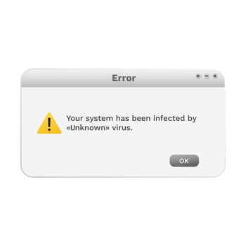 Virus warning on screen. Malware message popup. Program crash icon. vector