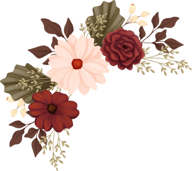 Autumn Peony border Arrangement drawing png