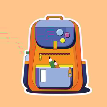 illustration of a school backpack in flat style on a light background. isolated icon in charm colors. Back to school vintage collection vector