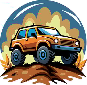 Create a off road car in a mud vector