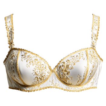 Romantic Baroque scroll embroidered bra gilded lavishly antique gold thread Marie Antoinette png