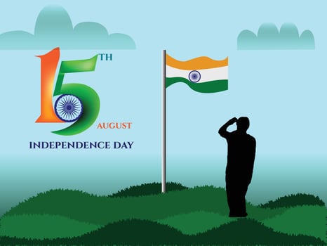 15 August indian army salute indian flag vector