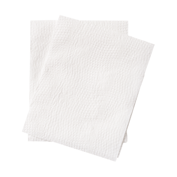 Top view of two folded white tissue paper in stack isolated in file format png