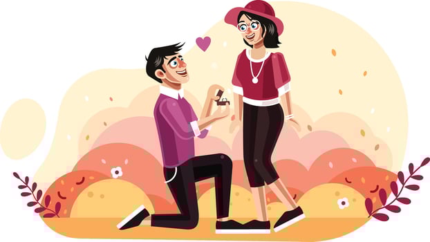 Man proposes a woman to marry vector