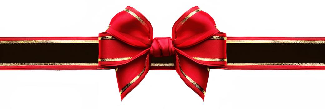 Red Ribbon and Bow with Gold on Transparent Background - Golden Christmas Decoration Holiday Gift Celebration Valentine Present Greeting Elegance Elegant Wedding Party Tape Anniversary png