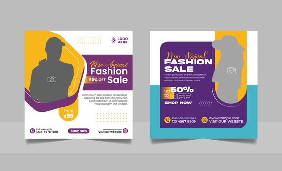 Modern fashion social media post banner square flyer design template. vector