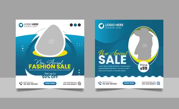Modern fashion social media post banner square flyer design template. vector