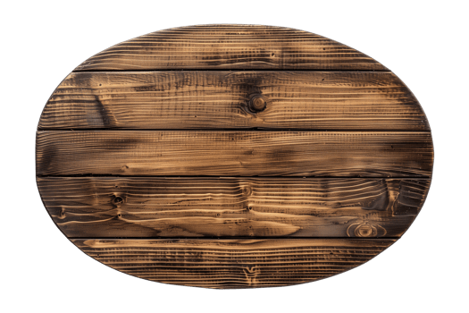 Simple Blank Oval Wooden Signboard, blank wood sign, board, or plaque isolated on a transparent background, cut out png