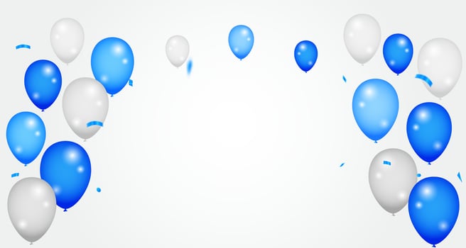 Celebration party banner with Blue color balloons on white background. Colorful balloons illustrations vector