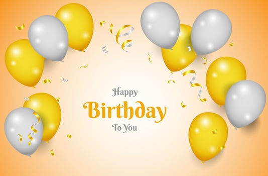 Birthday celebration party banner with yellow color balloons background. Birth day celebration greeting card design vector