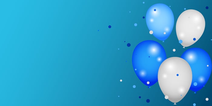 Beautiful 3d blue and white balloon design background illustration banner template . Celebration party banner with Blue, white color balloons background. wedding and birthday vector