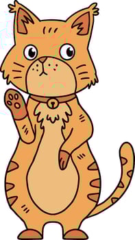 A cat with a collar is sitting on the ground vector