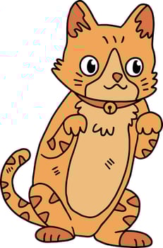A cat with a collar is sitting on the ground vector