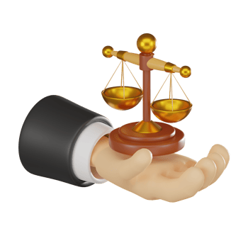 Scales of Justice on hand 3D Icon Legal Balance Symbol Render png