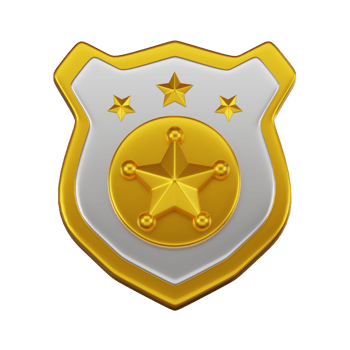 3D Police Badge Icon Law Enforcement Shield and Emblem Render png