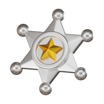 3D Police Badge Icon Law Enforcement Shield and Emblem Render png