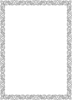 black contour square Kazakh national ornament. Ethnic pattern of the peoples of the Great Steppe, vector