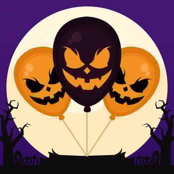 halloween balloon with jack o lanterns and skulls vector