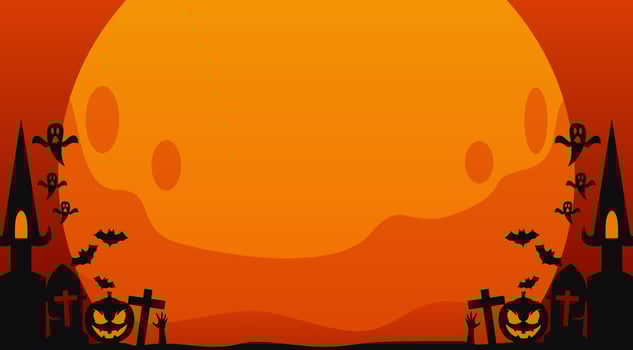 halloween background with full moon and tombstones vector