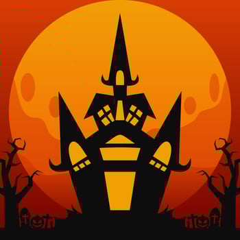 halloween house with spooky castle in the background vector