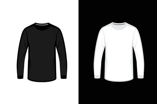 Black and white Color unisex Long Sleeve T shirt Mockup vector