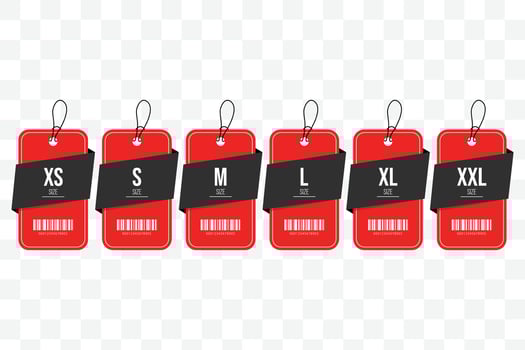 XS S M L XL XXL Set of label with size letter Clothing label vector