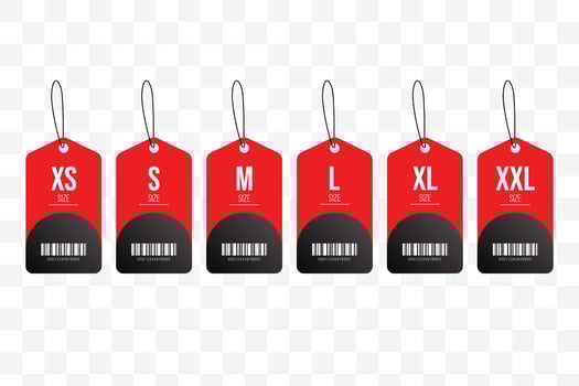 XS S M L XL XXL Clothing size labels set vector