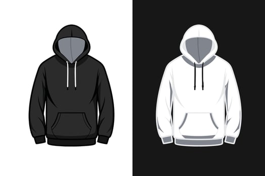 Black and white Color unisex Hoodie Mockup with white Background vector