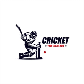 Cricket player logo design. Cricket batting design. vector