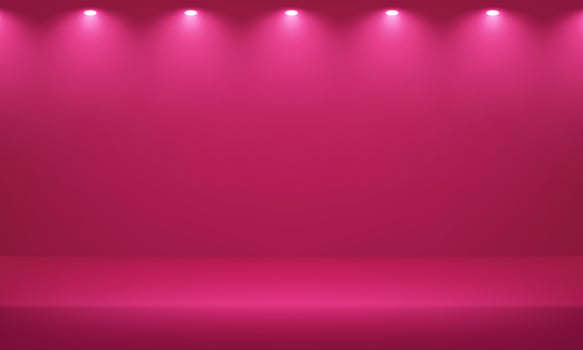 Empty fuchsia pink studio room background. Space for selling products on the website. Empty room with spotlight effect. illustration. vector