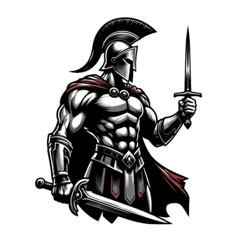 Spartan logo mascot, Spartan warrior holding sword,Transparent background png