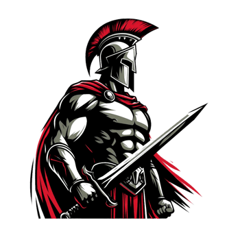 Valiant Spartan warrior holding sword, transparent background png