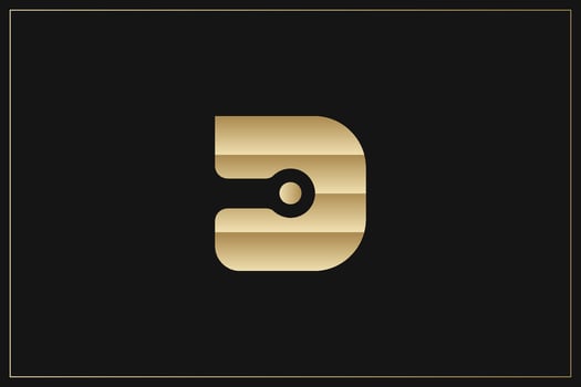 D Letter digital gold Trademark Brand Logo vector