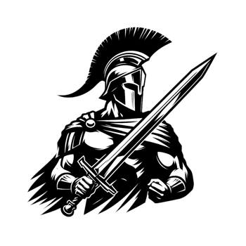 Black and white Spartan logo, transparent background png