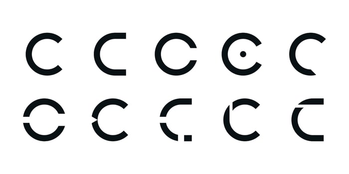 Logo collection, abstract letter C logo design. Icons for business of minimalist, elegant, simple. Premium vector
