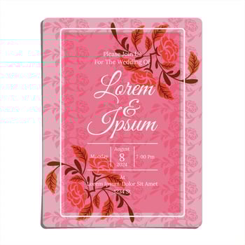 WEDDING INVITATION CARD TEMPLATE WITH PINK FLOWER THEMES vector