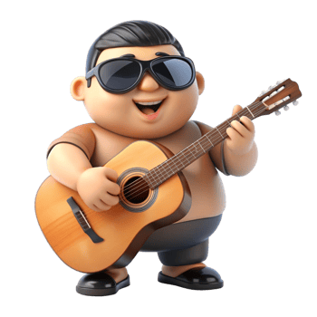 aigenerated man cartoon character with sunglasses playing the guitar png